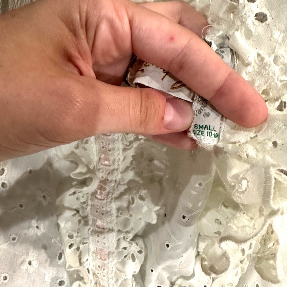 Vintage 80s 90s White Eyelet Duster Robe - Picture 5 of 7